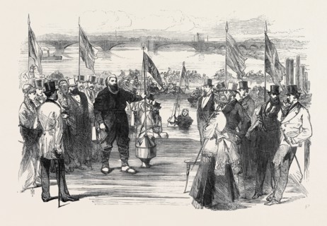 EXPERIMENTS WITH NEW LIFE-SAVING APPARATUS ON THE THAMES, UK, 1869