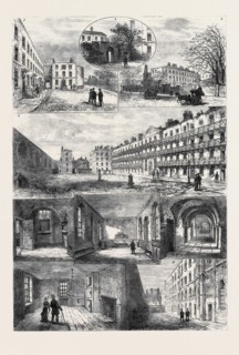 THE QUEEN'S BENCH PRISON: 1. Entrance Gateway to Governor's House; 2. Courtyard and Governor's