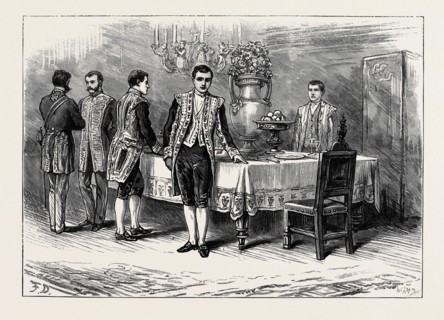 THE ATTEMPT ON THE CZAR'S LIFE: ATTENDANTS AT THE IMPERIAL DINNER TABLE, ST. PETERSBURG, RUSSIA,