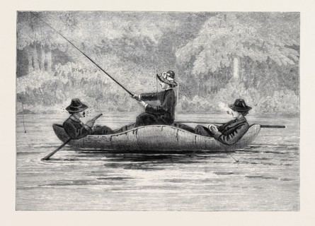 FISHING ON THE RISTIGOUCHE, IN CANADA: DRAWING BY PRINCESS LOUISE, IN THE EXHIBITION OF THE SOCIETY