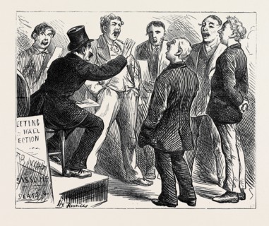 ELECTION SKETCHES: JINGOES REHEARSING "RULE, BRITANNIA", 1880