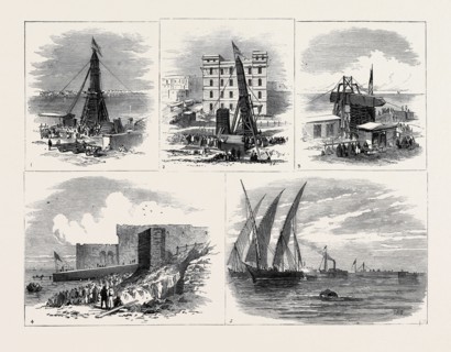 REMOVAL OF ANOTHER OBELISK FROM ALEXANDRIA, FOR TRANSPORT TO NEW YORK: 1. Obelisk erect, with