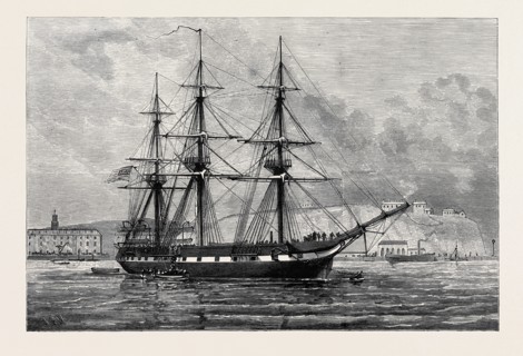 THE UNITED STATES FRIGATE CONSTELLATION WITH RELIEF STORES FOR IRISH DISTRESS OFF HAULBOWLINE, IN