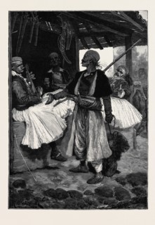 SKETCHES IN ALBANIA: A BEAR-FANCIER IN THE BAZAAR, SCUTARI, 1880