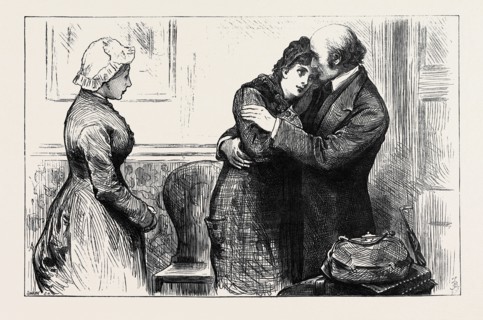 "Then she packed up such few things as she wanted, and kissed her father, with her prim little