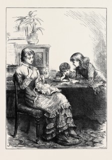 "She had made her sisters' pinafores when they were younger; now she cut out their bonnets and