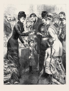 THE PRINCESS OF WALES SELLING FLOWERS AT THE BAZAAR FOR THE KENSINGTON INDUSTRIAL AND TRAINING