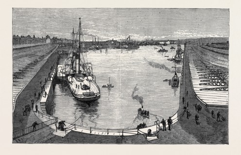 THE NEW DOCK FROM THE HOTEL, HOLYHEAD, 1880