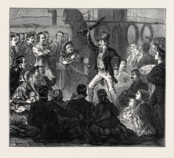 LIFE ON BOARD A TROOP SHIP: EVENING AMUSEMENTS, 1874