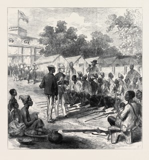 THE ASHANTEE WAR: ARRIVALS AT THE NORTH GATE, CAPE COAST CASTLE, 1874