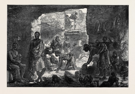 THE ASHANTEE WAR: INTERIOR OF A NATIVE HUT, CAPE COAST CASTLE, 1874