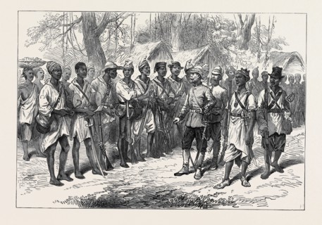 THE ASHANTEE WAR: INSPECTING KOSSOHS AT PRAH-SU, 1874
