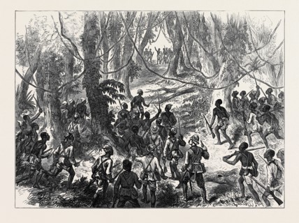 THE ASHANTEE WAR: LORD GIFFARD AND ADVANCE SCOUTS ON THE ADANSI HILLS WARNED BY AN ASHANTEE PRIEST