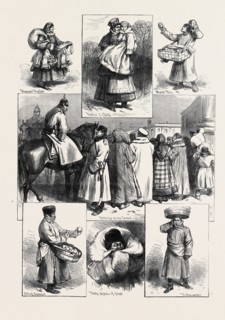 RUSSIA: SKETCHES IN ST. PETERSBURG DURING THE ROYAL MARRIAGE FESTIVITIES: ITINERANT HOSIER; NURSE