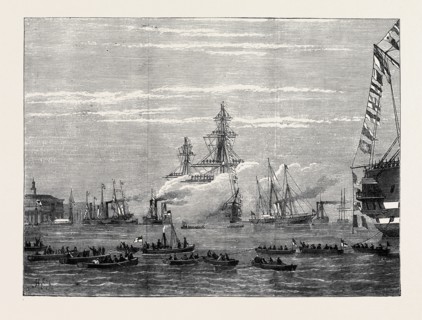 ARRIVAL OF THE DUKE AND DUCHESS OF EDINBURGH: ARRIVAL OF THE VICTORIA AND ALBERT YACHT AT