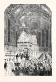 THE REMAINS OF THE LATE EARL OF SHREWSBURY LYING IN STATE, IN ST. PETER'S CHAPEL, ALTON TOWERS,