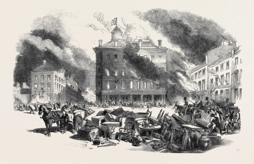 GREAT FIRE AT MONTREAL: DALHOUSIE SQUARE, HAY'S HOUSE, 1852