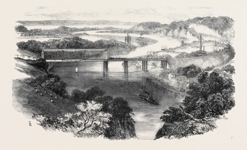 SOUTH WALES RAILWAY, THE CHEPSTOW TUBULAR SUSPENSION BRIDGE, AND JUNCTION OF THE WYE AND SEVERN