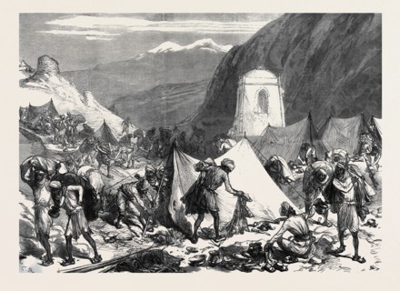 THE AFGHAN WAR: NATIVE CAMP FOLLOWERS LOOTING THE AFGHAN CAMP AT FORT ALI MUSJID, 1879