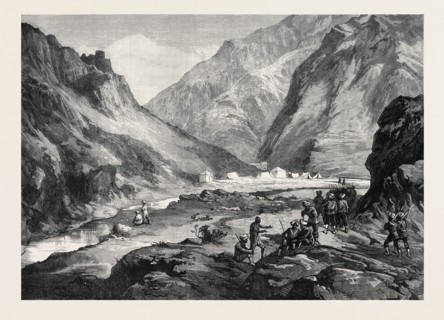 THE AFGHAN WAR: PASS OF ALI MUSJID, IN THE KHYBER, WITH ADVANCED GUARD OF THE 14TH SIKHS, 1879