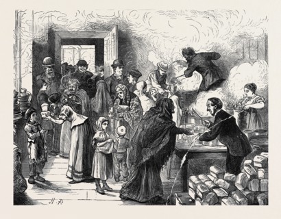 THE DISTRESS AT SHEFFIELD: DISTRIBUTING SOUP AT BRIGHTSIDE, 1879