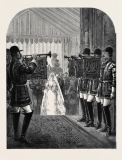 MARRIAGE OF H.R.H. THE DUKE OF CONNAUGHT AT WINDSOR: STATE TRUMPETERS ANNOUNCING THE APPROACH OF