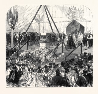 THE QUEEN LAYING THE FOUNDATION STONE OF THE NEW BALL OF THE ROYAL ALBERT ORPHAN ASYLUM, AT