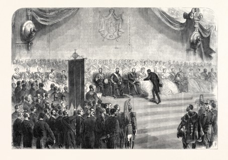 THE EMPEROR NAPOLEON DISTRIBUTING THE PRIZES OF THE PARIS EXHIBITION, FRANCE, 1867