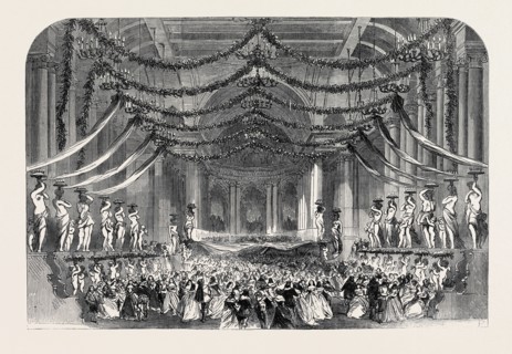 BALL ROOM SCENE FROM "DON GIOVANNI," AT HER MAJESTY'S THEATRE, LONDON, UK, 1867