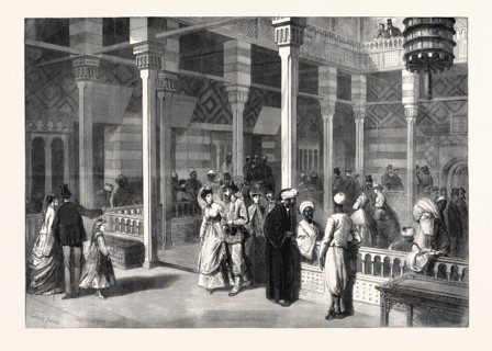 INTERIOR OF THE EGYPTIAN OKEL IN THE PARK OF THE PARIS EXHIBITION, FRANCE, 1867