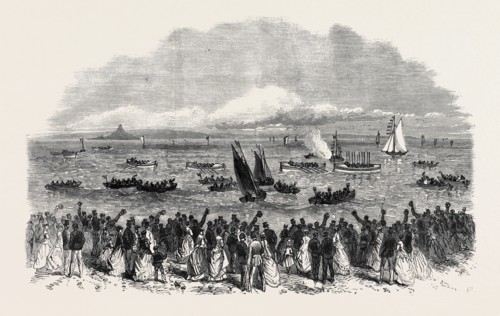 RACE OF SIX LIFEBOATS AT PENZANCE, UK, 1867