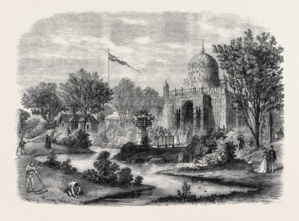 THE PARIS INTERNATIONAL EXHIBITION: THE PRUSSIAN GARDEN AND PAVILION IN THE PARK, FRANCE, 1867