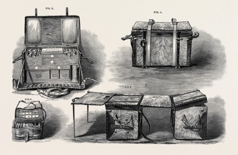 THE PARIS INTERNATIONAL EXHIBITION: BRITISH MEDICINE PANNIERS: 1. MEDICINE PANNIER PACKED FOR
