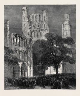 THE QUEEN'S VISIT TO THE SCOTTISH BORDER: KELSO ABBEY ILLUMINATED BY THE LIME-LIGHT, UK, 1867