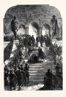 THE EXECUTION SCENE FROM "THE DOGE OF VENICE," AT DRURY LANE THEATRE, LONDON, UK, 1867