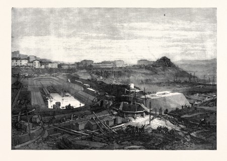 NAVAL DOCKS BEING CONSTRUCTED FOR THE ITALIAN GOVERNMENT AT SPEZIA, ITALY, 1867