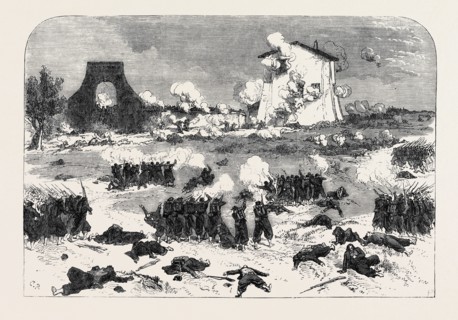 DEATH OF GARIBALDI BY THE PAPAL AND FRENCH TROOPS: COMMENCEMENT OF THE BATTLE OF MENTANA, AT THE