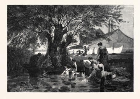 "THE BLEACHING-GROUND," BY A. HERLIN, IN THE EXHIBITION OF THE INTERNATIONAL SOCIETY OF FINE ARTS,