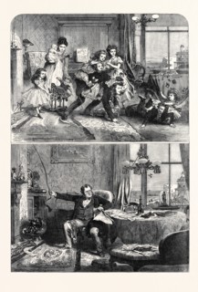 CHRISTMAS TIME, FIRST AND SECOND FLOORS, DRAWN BY ALFRED HUNT, 1867