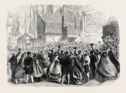 THE INTERNATIONAL EXHIBITION: A SCENE NEAR THE EASTERN DOME ON THE CLOSING DAY, 1862