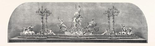 THE INTERNATIONAL EXHIBITION: PLATEAU AND CANDELABRA BY MESSRS. CRISTOFLE, OF PARIS, 1862