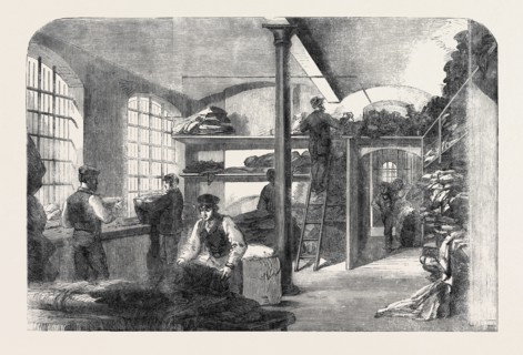 THE COTTON FAMINE: RECEIVING CLOTHES AT BRIDEWELL HOSPITAL, LONDON, FOR THE DISTRESSED OPERATIVES,