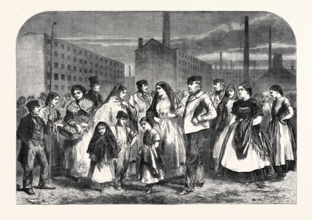 THE COTTON FAMINE: GROUP OF MILL OPERATIVES AT MANCHESTER, 1862