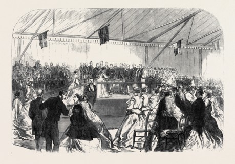 THE PRINCE OF WALES OPENING THE WAREHOUSEMEN AND CLERKS' NEW SCHOOLS: LADIES PLACING PURSES BEFORE