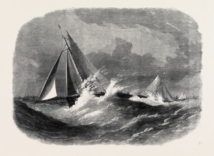 FIRST CLASS CUTTER MATCH OF THE ROYAL THAMES YACHT CLUB: THE VINDEX AND CHRISTABEL IN SEA REACH,