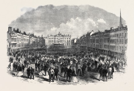 NOTTINGHAM ELECTION: THE HUSTINGS IN THE MARKETPLACE, UK, 1866
