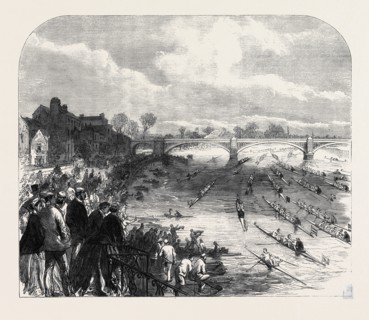 OPENING OF THE METROPOLITAN BOATING SEASON ON SATURDAY LAST: THE PROCESSION OF BOATS AT BARNES, UK,