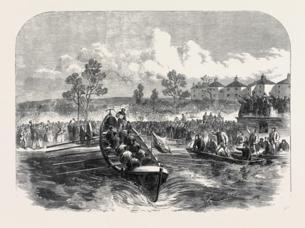 LAUNCH OF THE "ISIS" LIFEBOAT AT OXFORD, UK, 1866