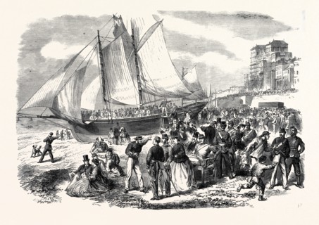 THE VOLUNTEERS AT BRIGHTON: THE BEACH ON EASTER SUNDAY, UK, 1866