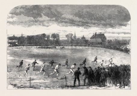 THE OXFORD AND CAMBRIDGE ATHLETIC SPORTS IN THE CHRIST CHURCH MEADOWS, OXFORD: THE TWO MILE RACE,